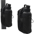 Fitness magnetic water bottle bag, black, large-capacity gym crossbody with bottle pockets, 2-pack set