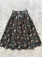 Midnight Print Doris Skirt Vintage Style 100 Percent Cotton Pleated Skirt With Elastic Back Waistband Hidden Side Pocket by Retrolicious