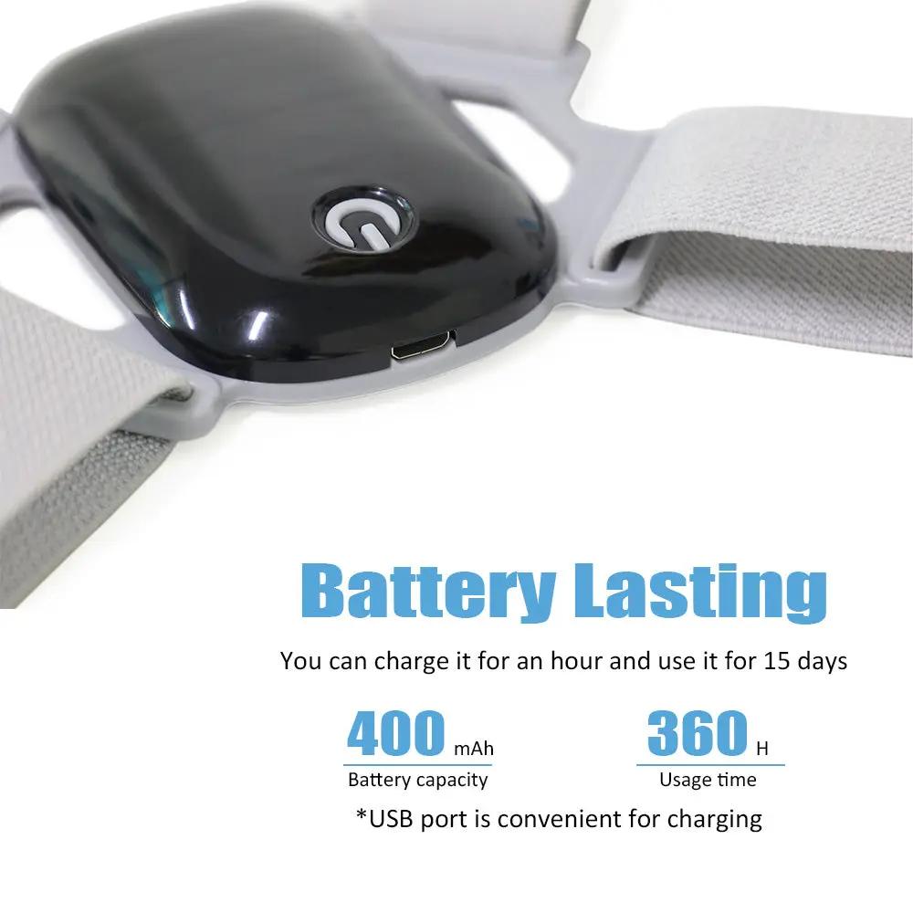 VIP Digital Presence smart posture corrector device with gray elastic strap and USB charging port