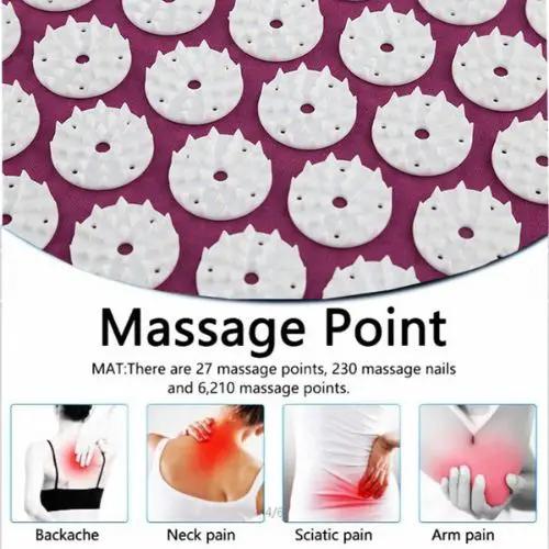 Acupressure mat in purple with white spike discs by ViralGalleria.com; helps back, neck, sciatic and arm pain.