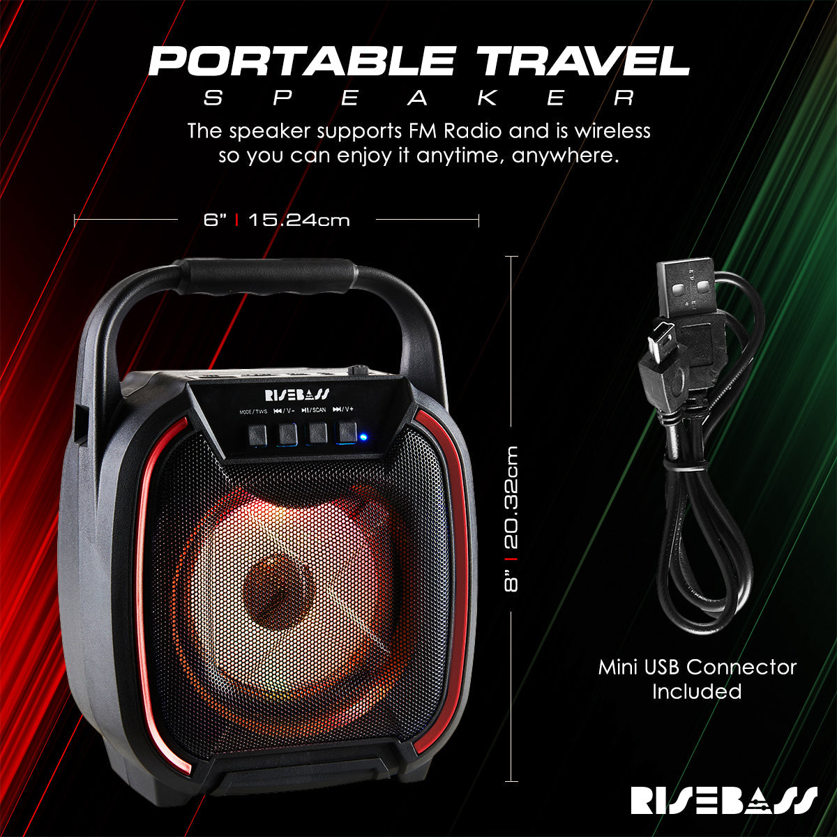 8 Inch 600W Portable Bluetooth Speaker With TWS And Light Up by STATESIDE NOVA