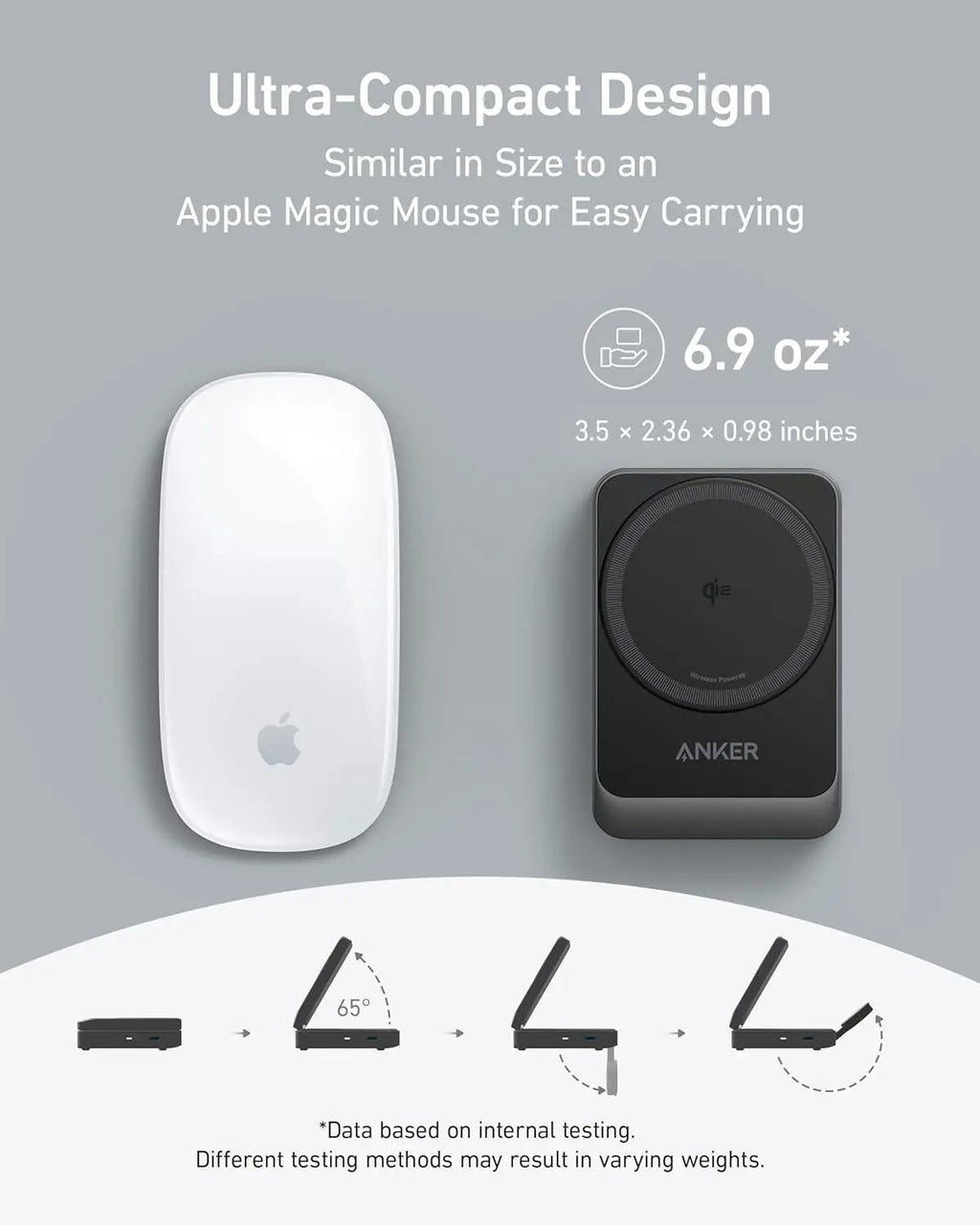 Anker MagGo 3-in-1 foldable wireless charging station; white unit and black charging pad shown