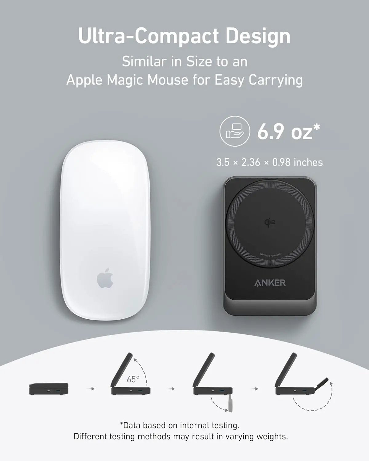 Anker MagGo 3-in-1 foldable wireless charging station; white unit and black charging pad shown