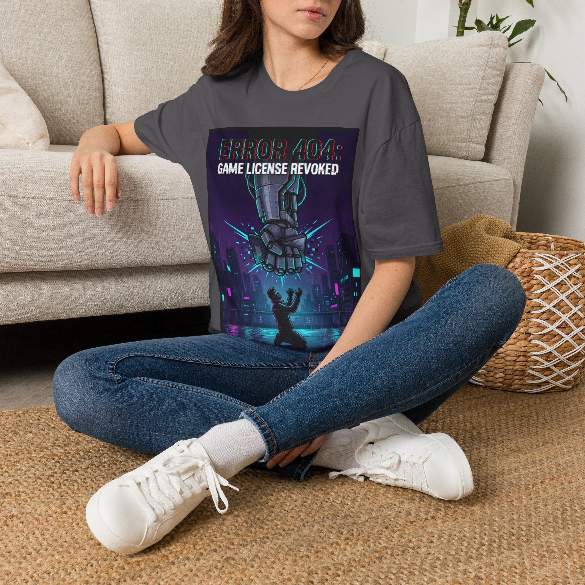 Error 404: Game License Revoked — Cyberpunk Statement Gamer T-Shirt