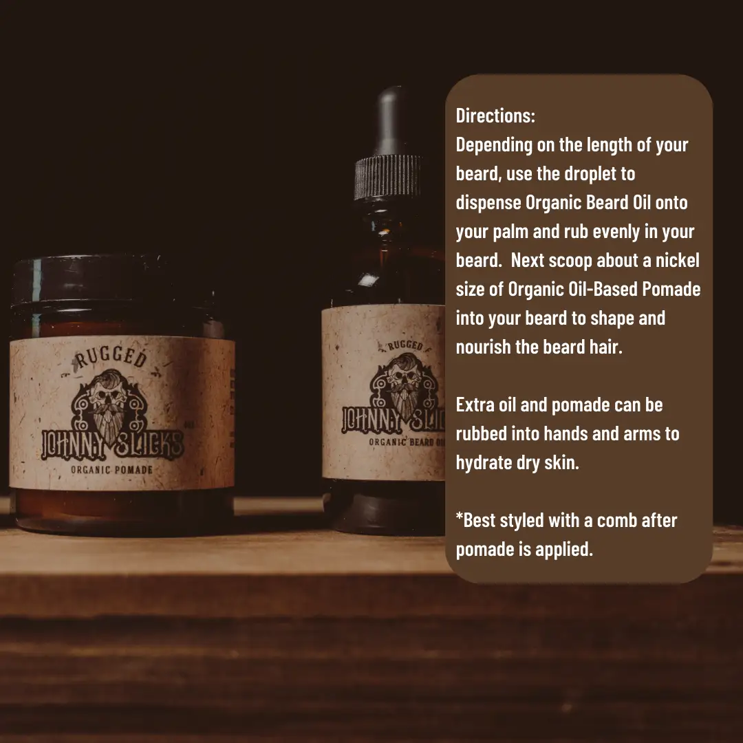 Beard Style Kit Featuring Organic Oil Based Pomade and Other Essentials for All Day Slick Look by Johnny Slicks