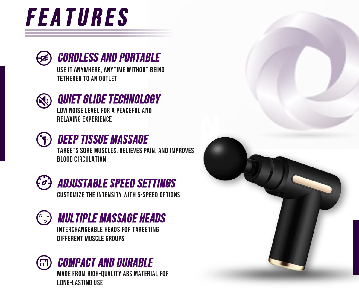 Cordless Muscle Massage Gun for Deep Percussion Therapy and Pain Relief by STATESIDE NOVA