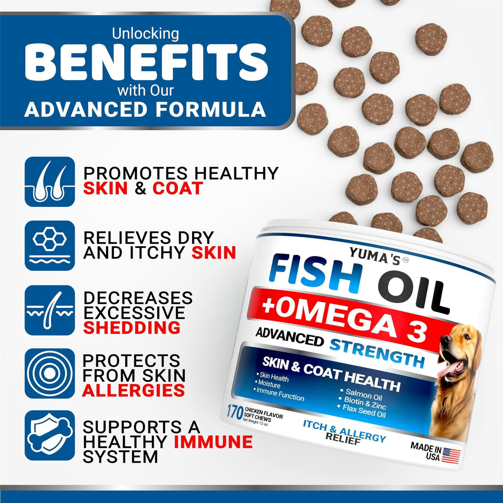 Omega 3 Fish Oil for Dogs Chews Skin and Coat Health by STATESIDE NOVA