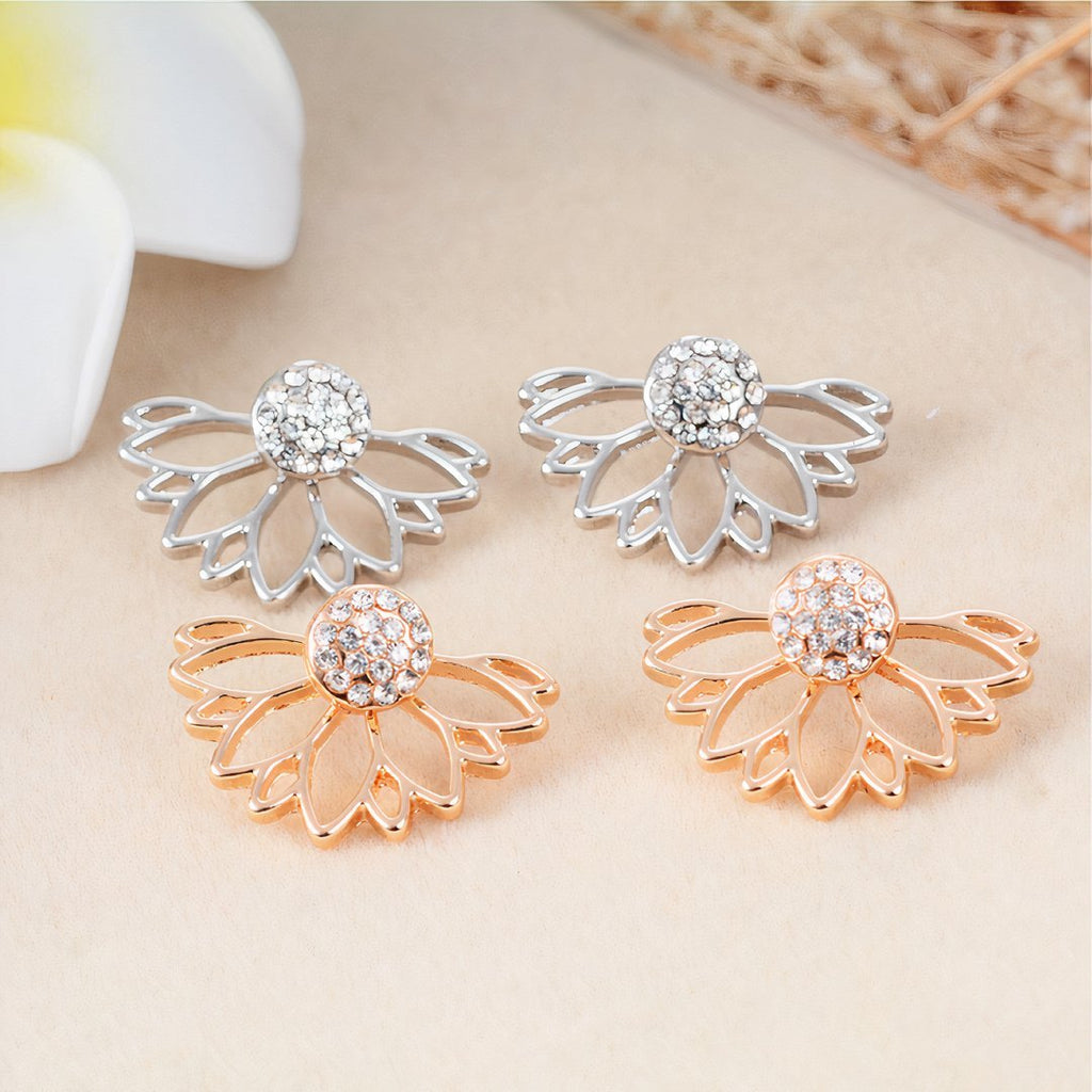 Crystal Rhinestone Earrings Silver With Floral Jacket Accessories Also In Gold by STATESIDE NOVA