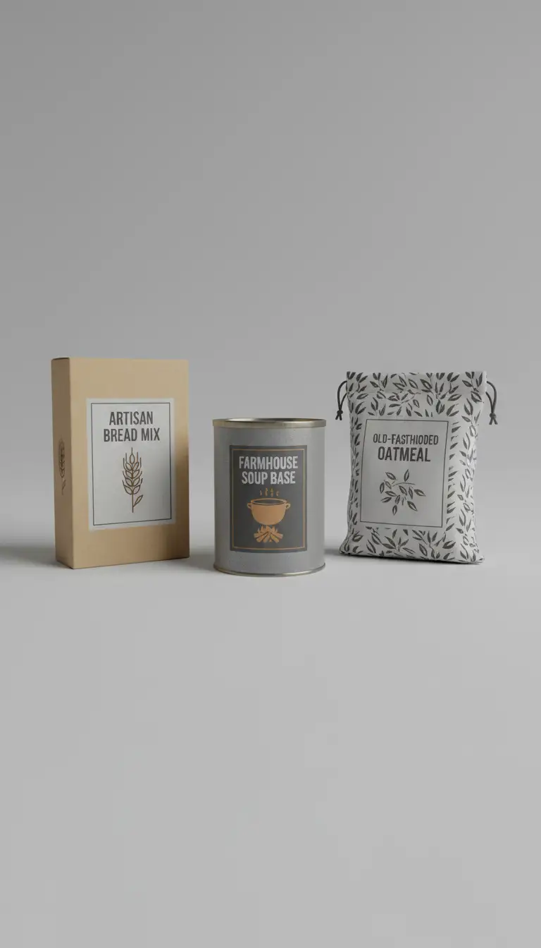 3-item set by Stateside Nova: artisan bread mix box, farmhouse soup base tin, oatmeal pouch