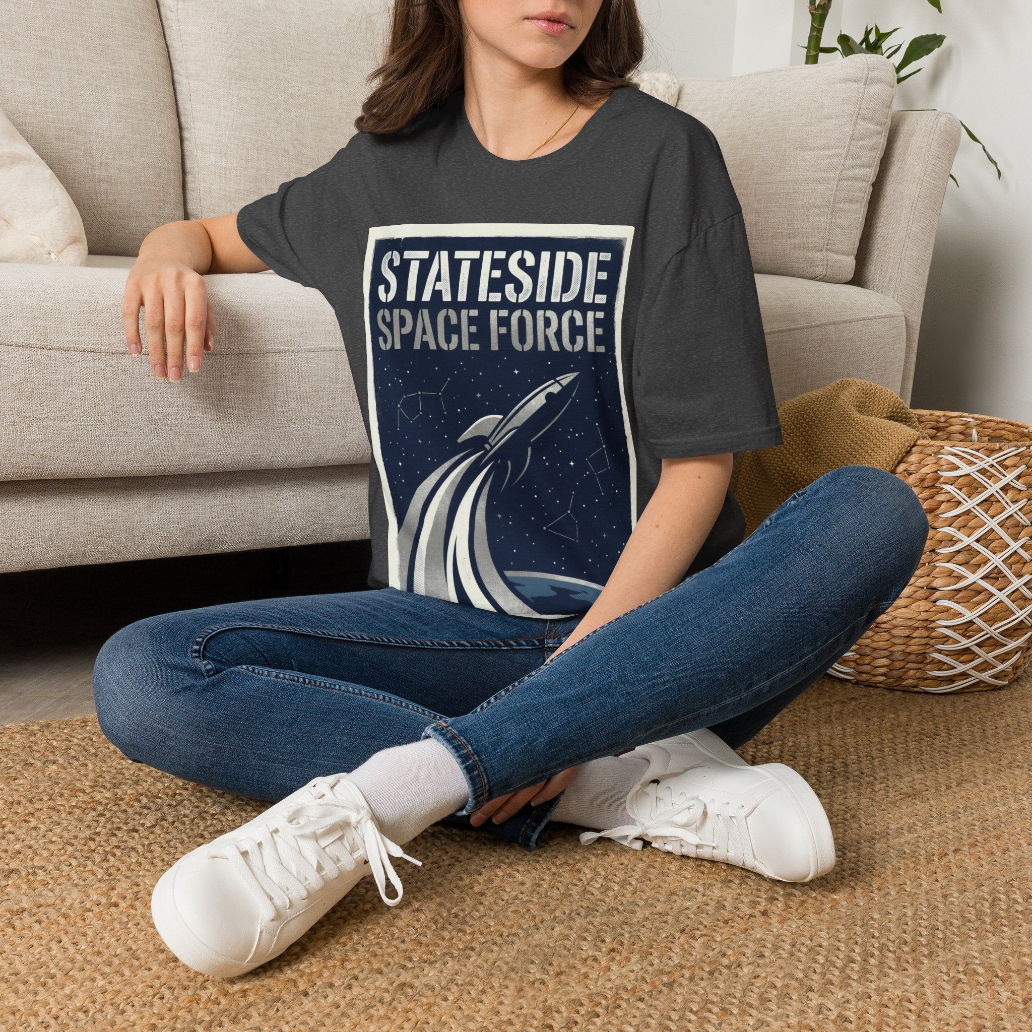 Stateside Space Force — Retro Rocket Poster Tee