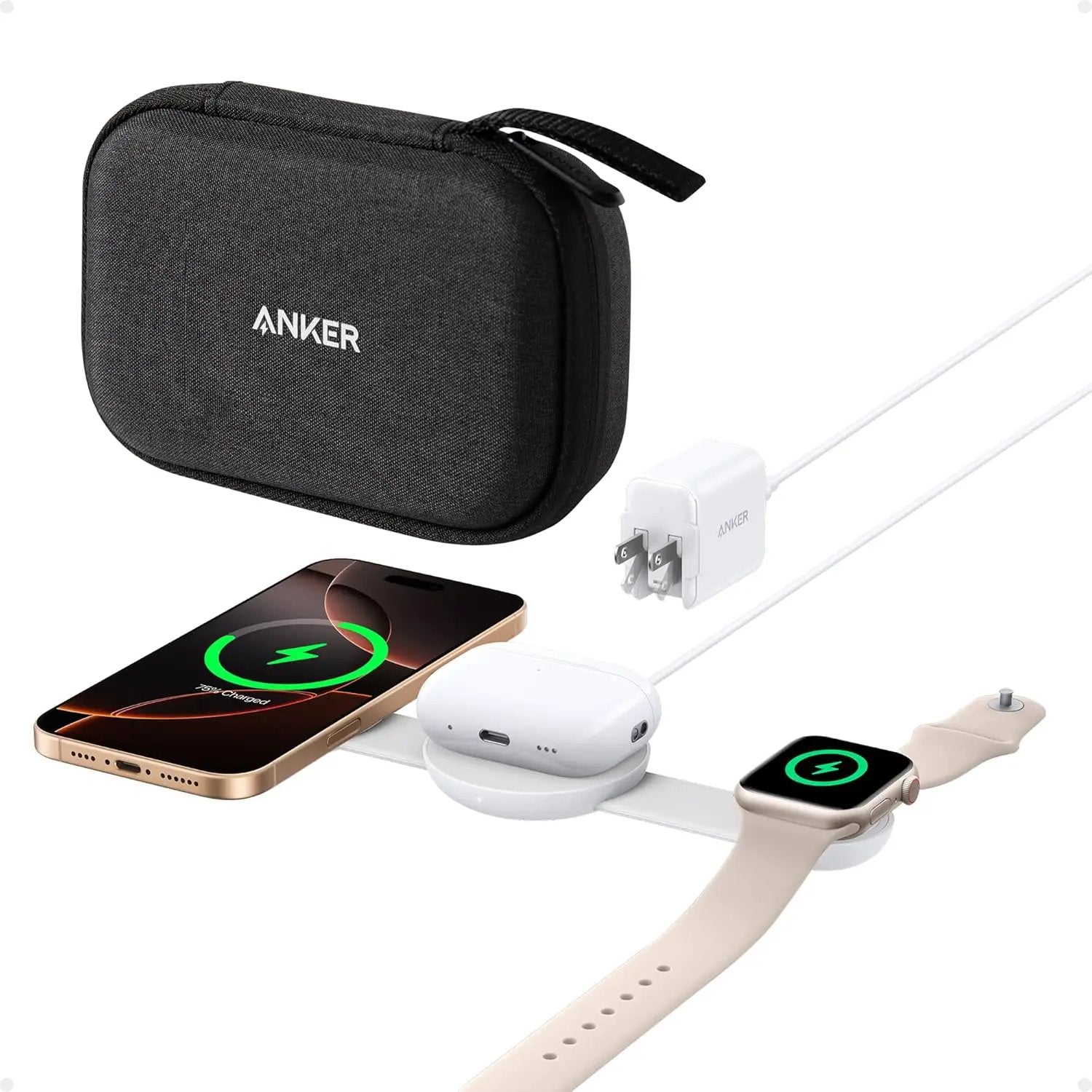 Anker MagGo 3-in-1 wireless charging station with foldable pad for iPhone, Apple Watch and AirPods