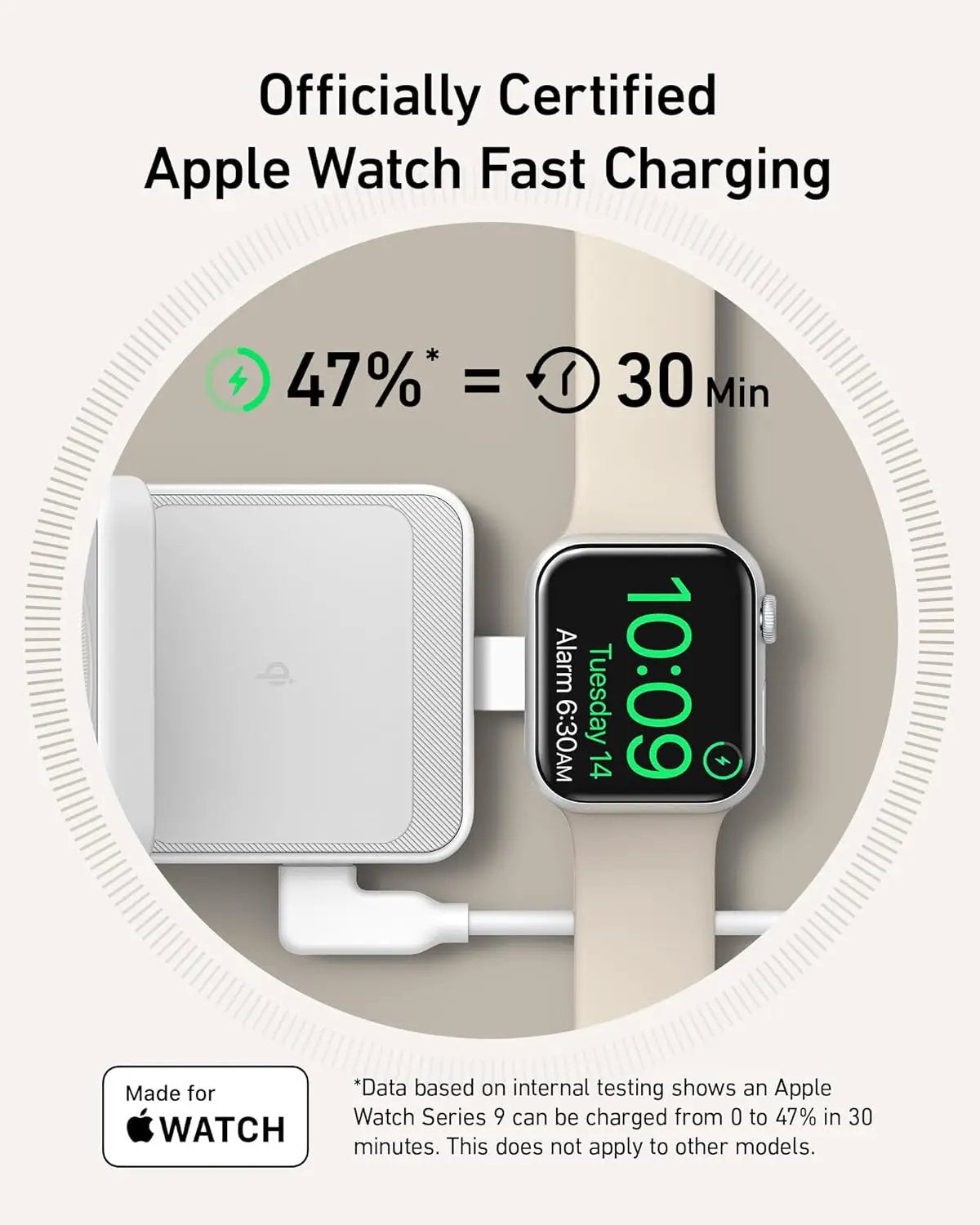 Anker MagGo 3-in-1 Foldable Wireless Charging Station in white for Apple Watch