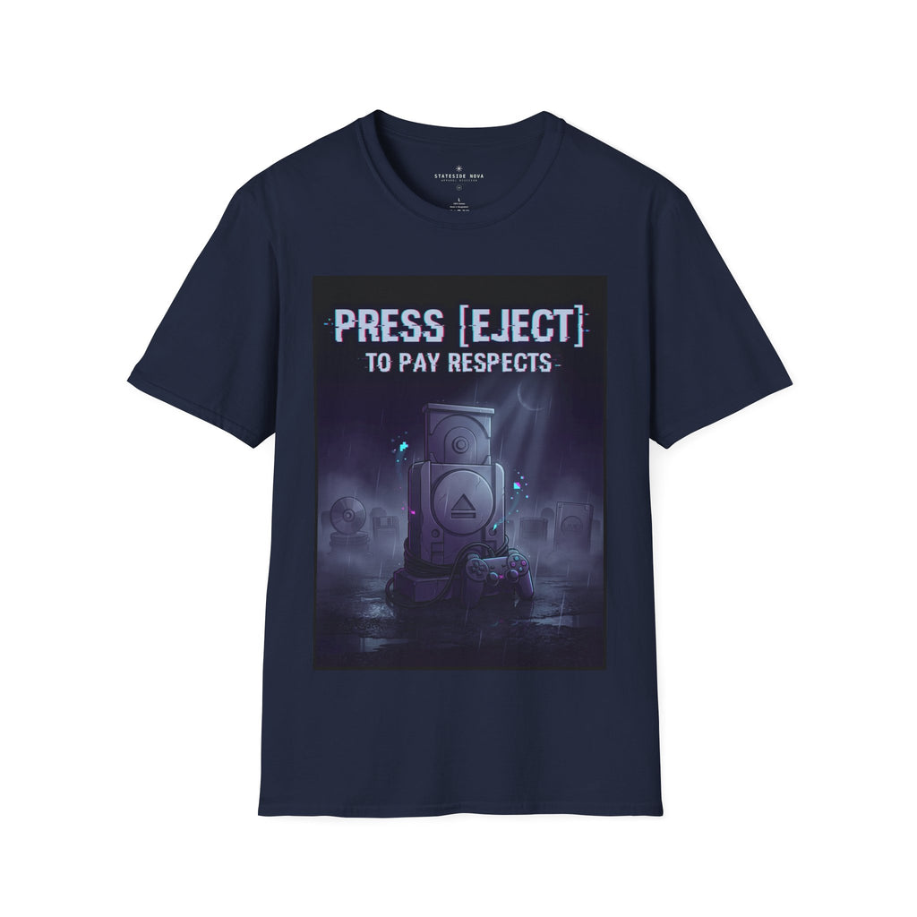 Press [EJECT] To Pay Respects — Retro Gamer Tribute T-Shirt