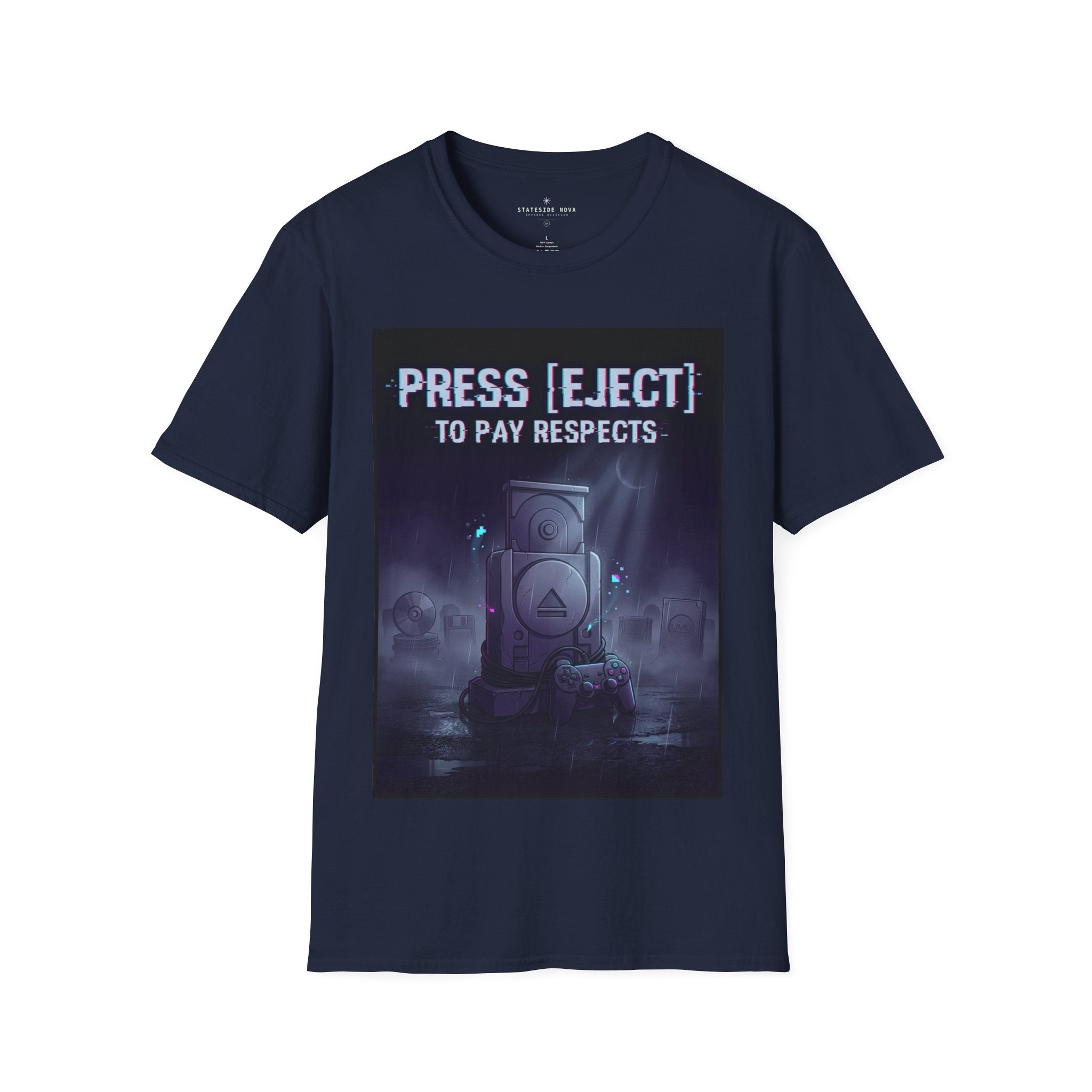 Press [EJECT] To Pay Respects — Retro Gamer Tribute T-Shirt