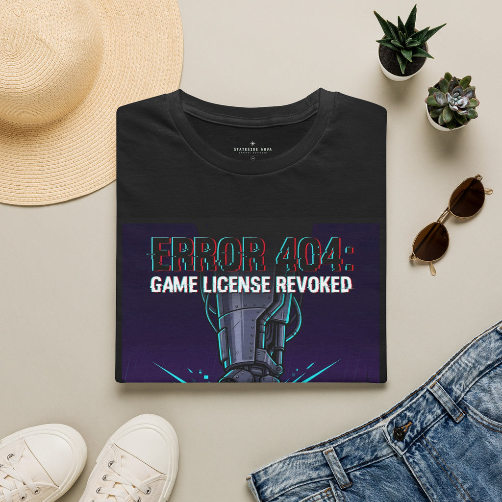Error 404: Game License Revoked — Cyberpunk Statement Gamer T-Shirt