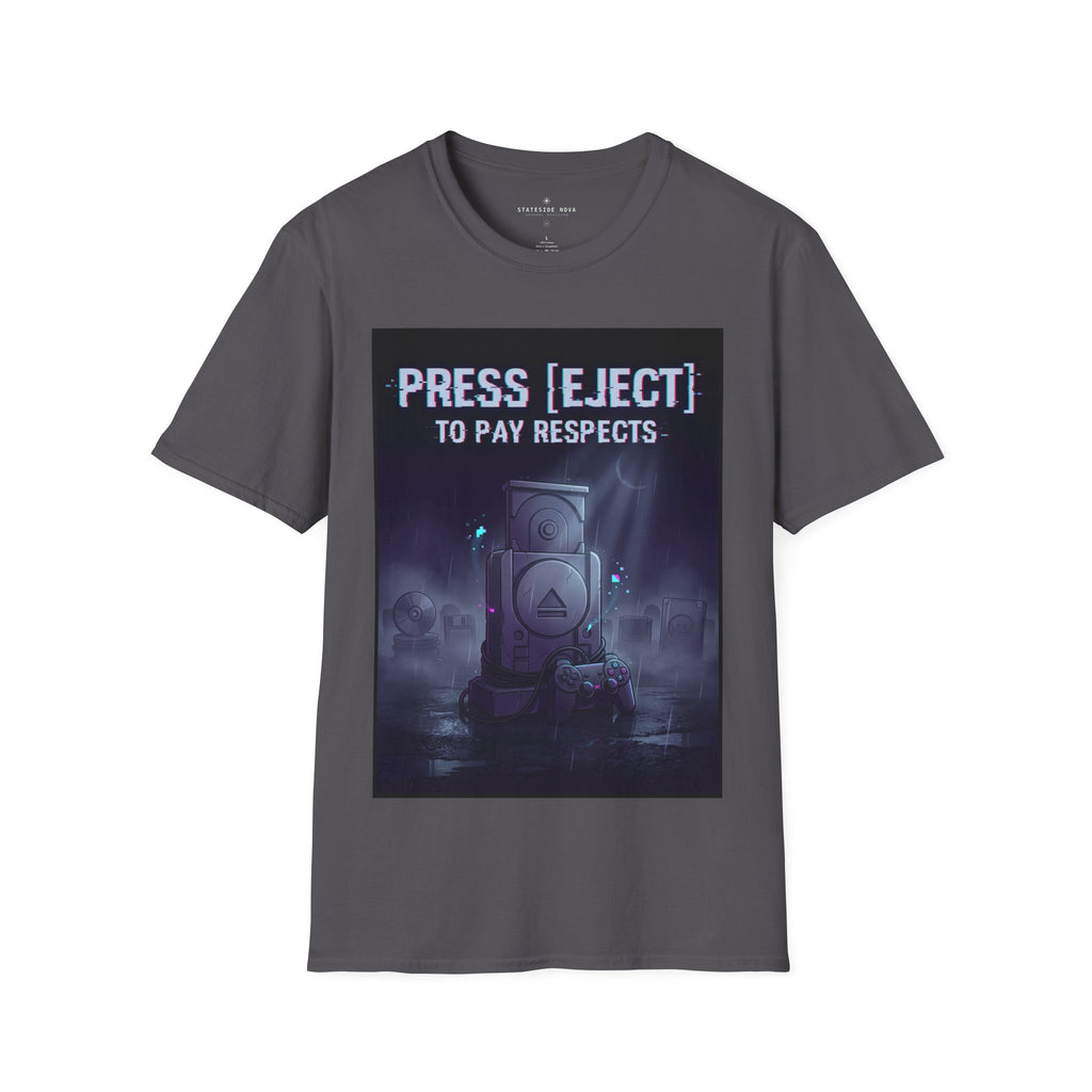 Press [EJECT] To Pay Respects — Retro Gamer Tribute T-Shirt