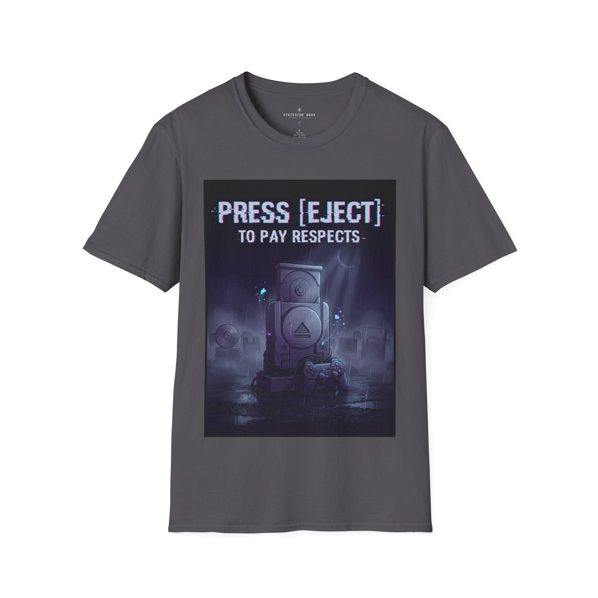 Press [EJECT] To Pay Respects — Retro Gamer Tribute T-Shirt