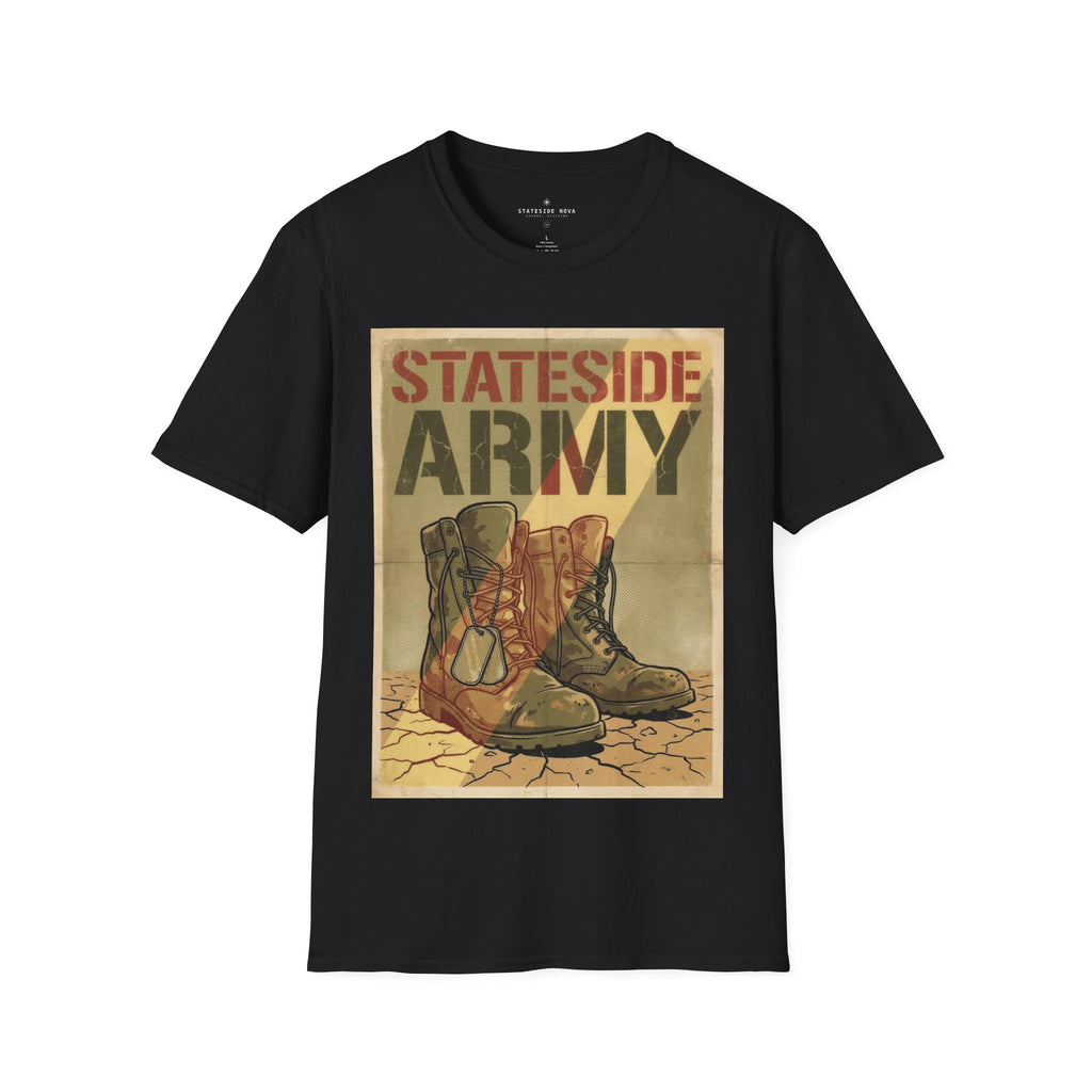 Stateside Army Graphic T-Shirt — Vintage Military Boots Poster Tee