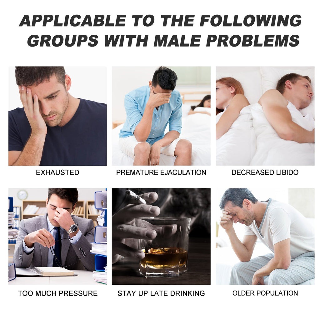 Men's Supplement Drops by VIP Digital Presence; collage of six male health issues in the herbal supplements category
