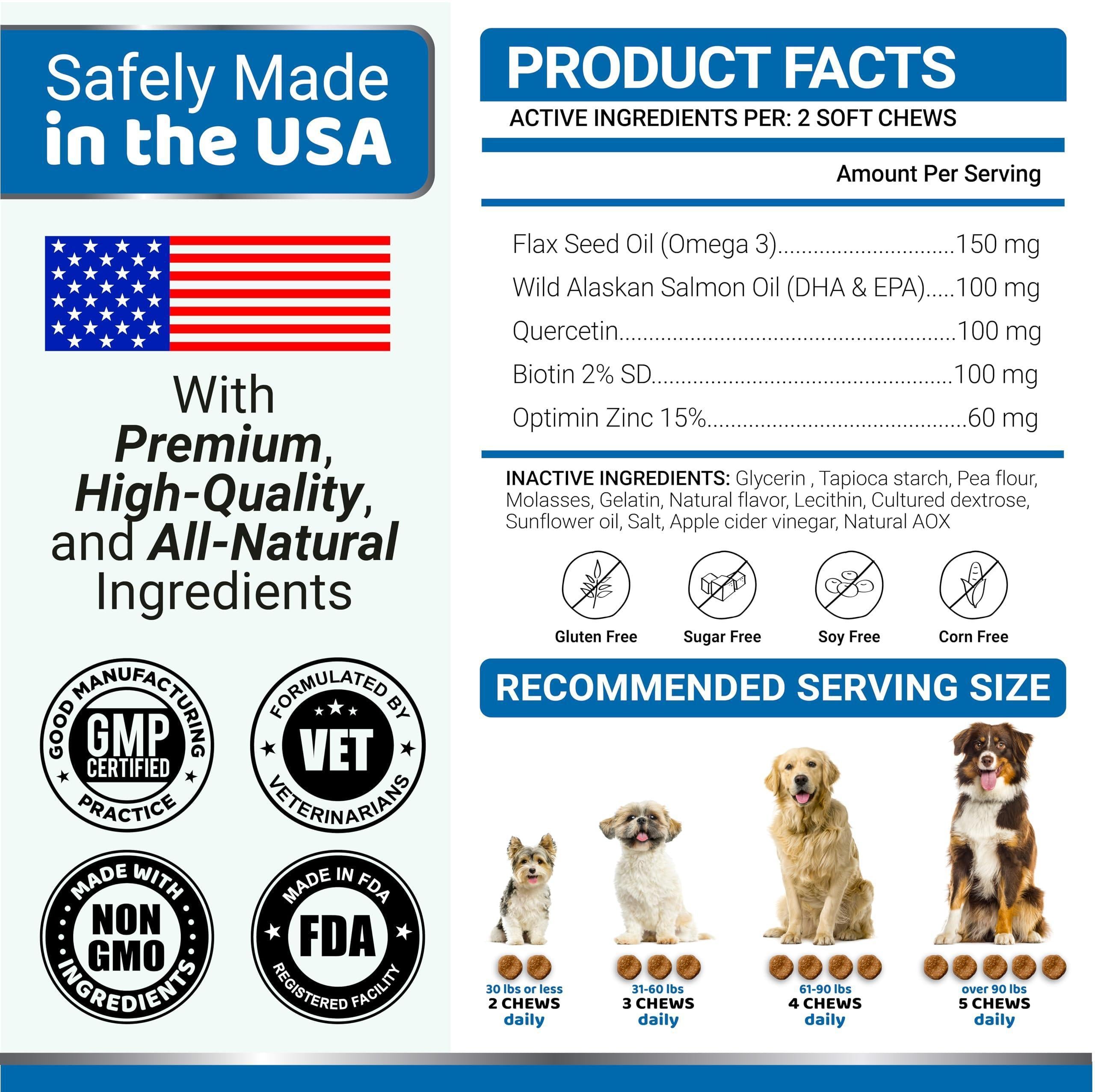 Omega 3 Fish Oil for Dogs Chews Skin and Coat Health by STATESIDE NOVA