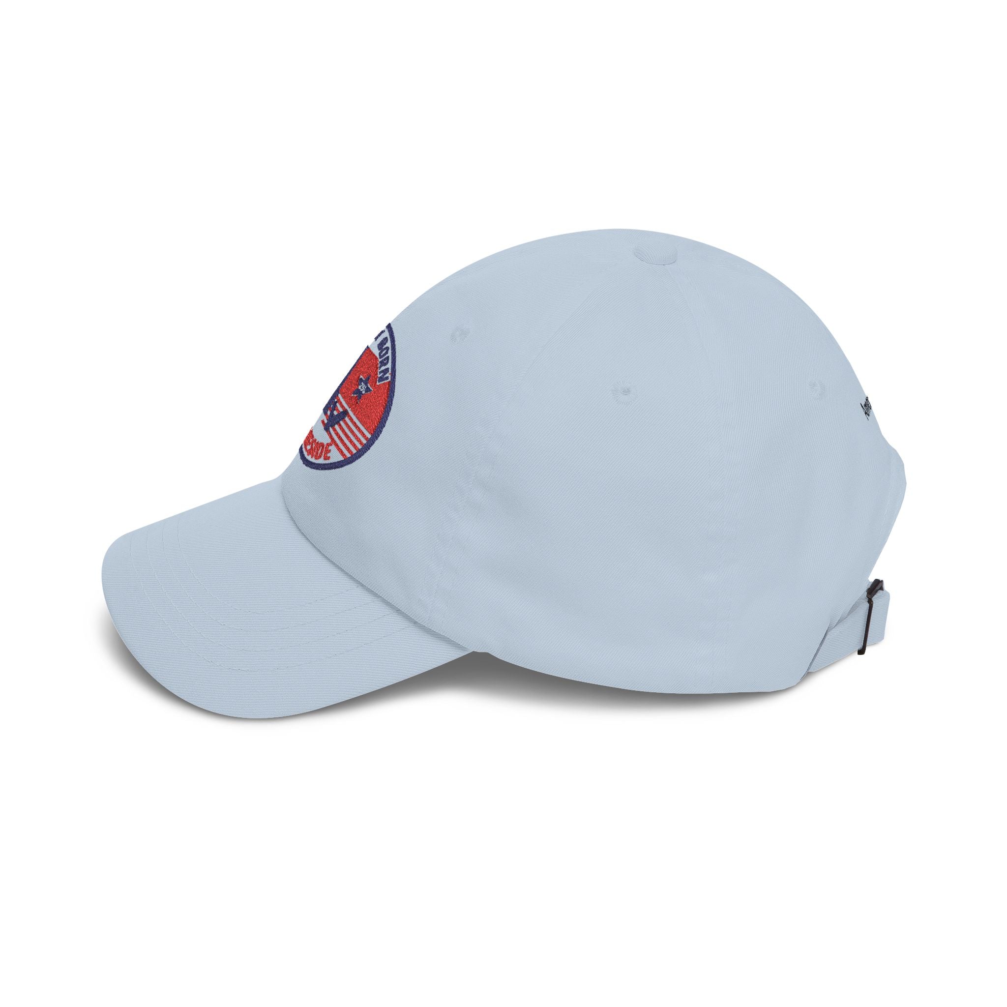 Stateside Pride Dad Cap with embroidered USA patch and America 2026 back, light blue.