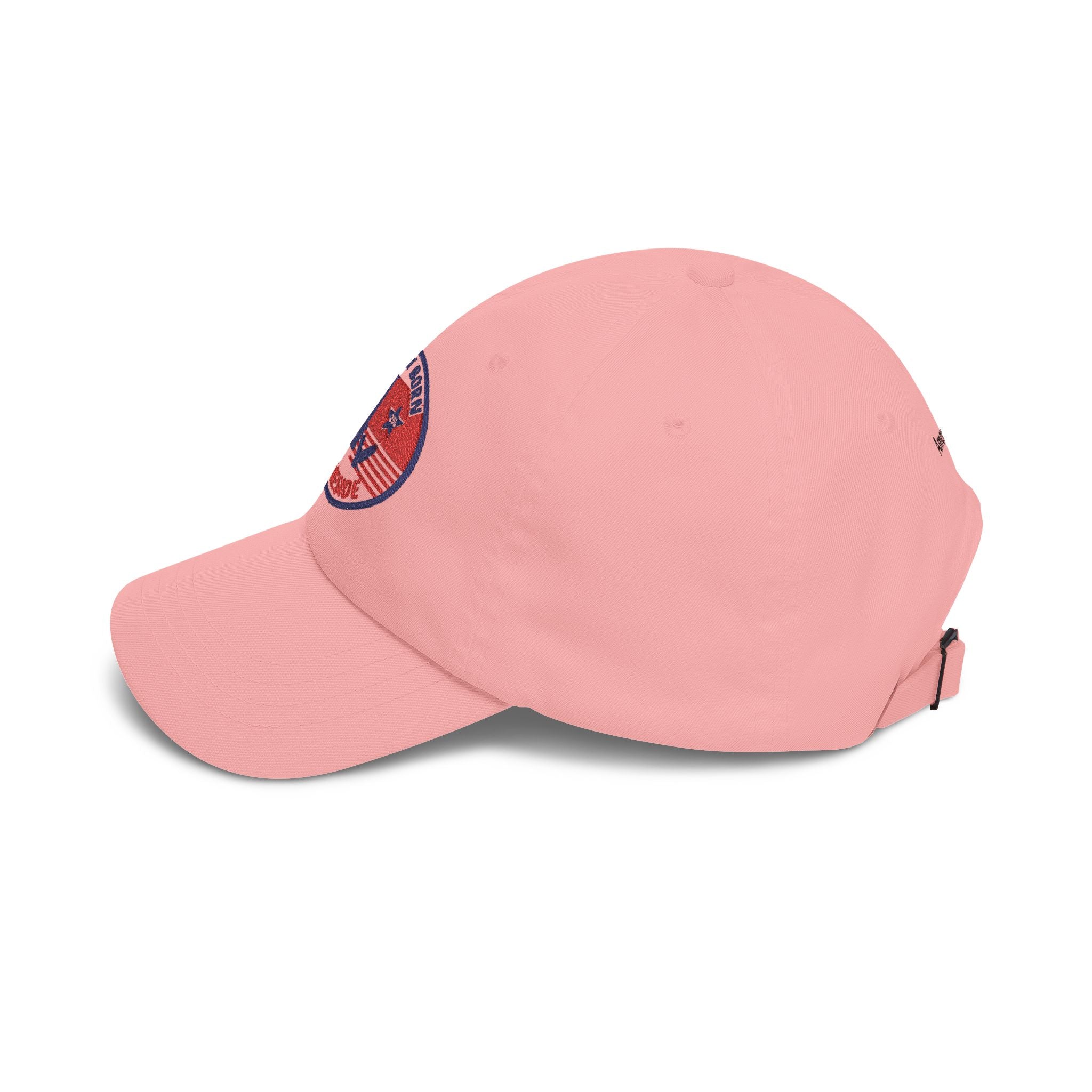 Stateside Pride dad cap pink with embroidered USA patch and America 2026 back, by Printify