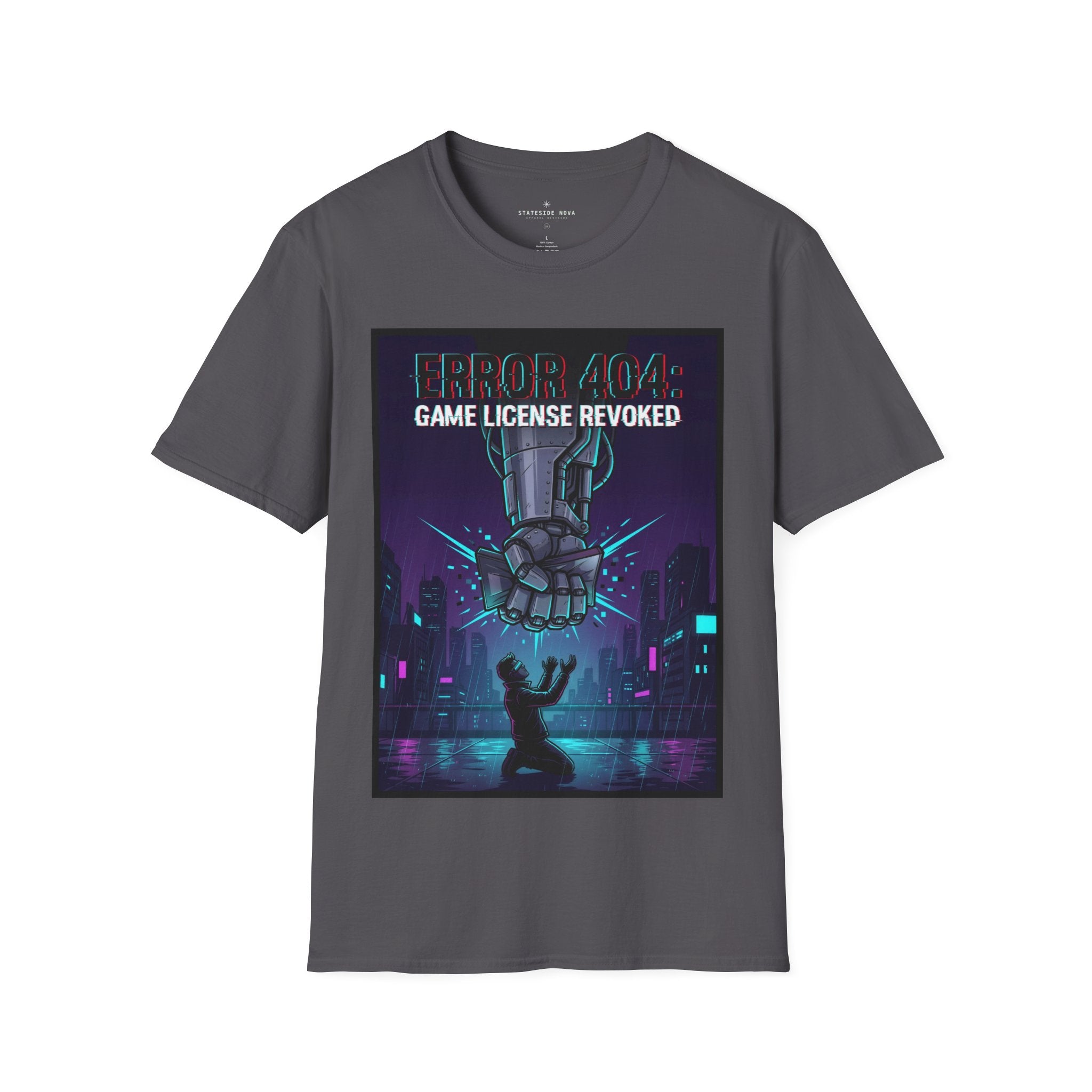 Error 404: Game License Revoked — Cyberpunk Statement Gamer T-Shirt