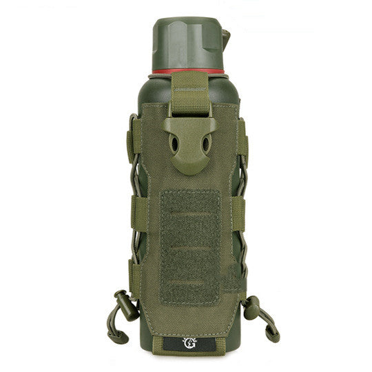 Olive green portable water bottle carrier bag with polyester sleeve and handle by Shopwithnoble.com