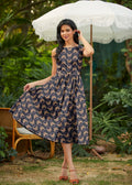 Retrolicious Moth print vintage midi dress.