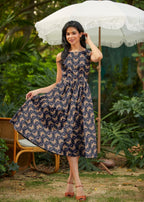 Retrolicious Moth print vintage midi dress.