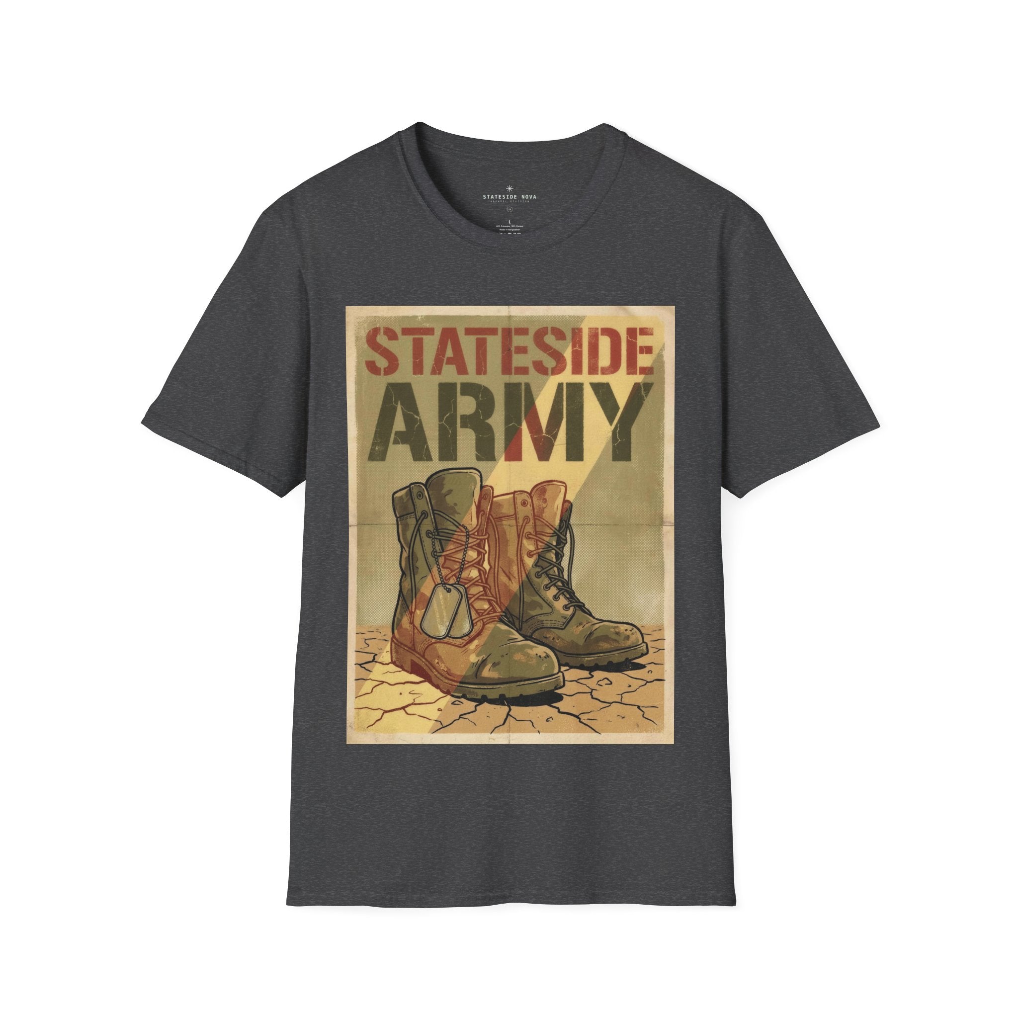 Stateside Army Graphic T-Shirt — Vintage Military Boots Poster Tee