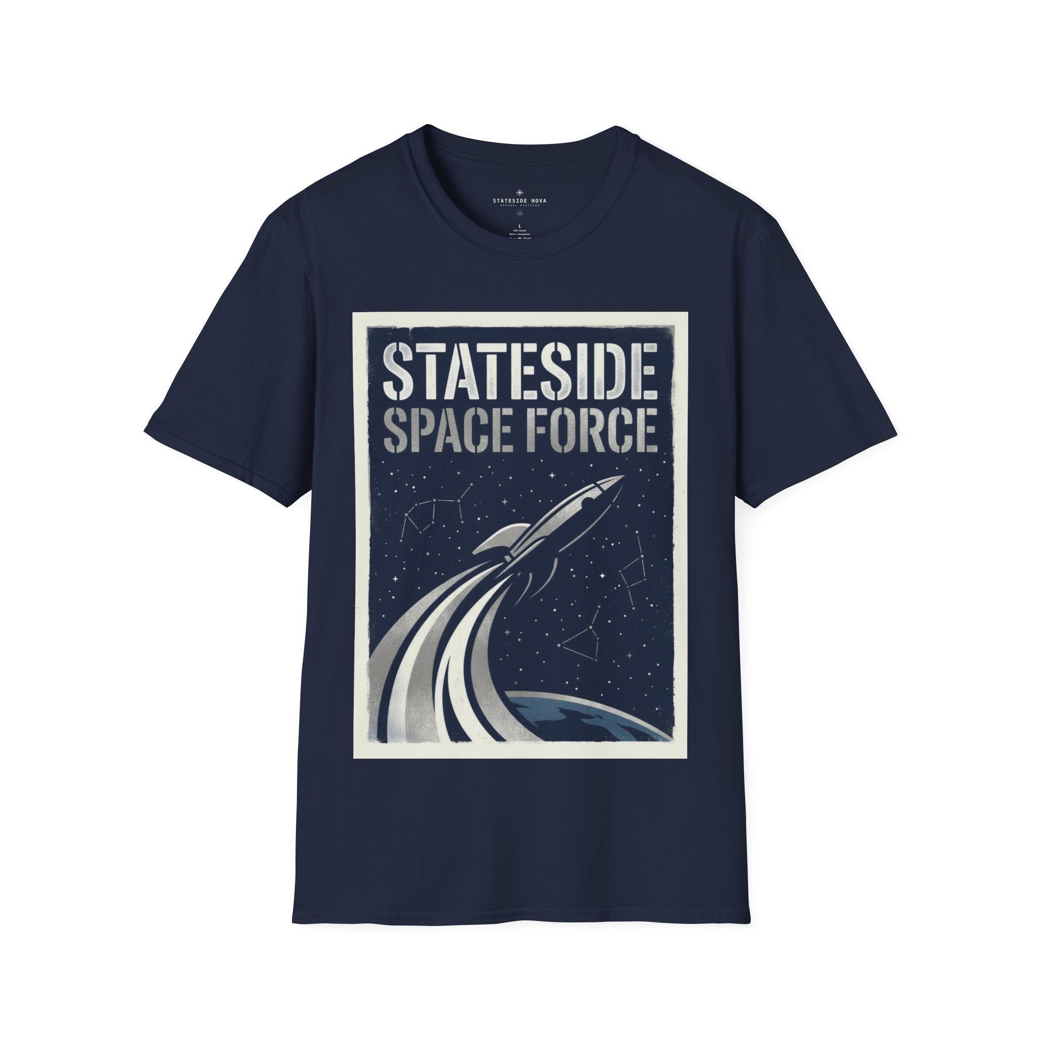Stateside Space Force — Retro Rocket Poster Tee