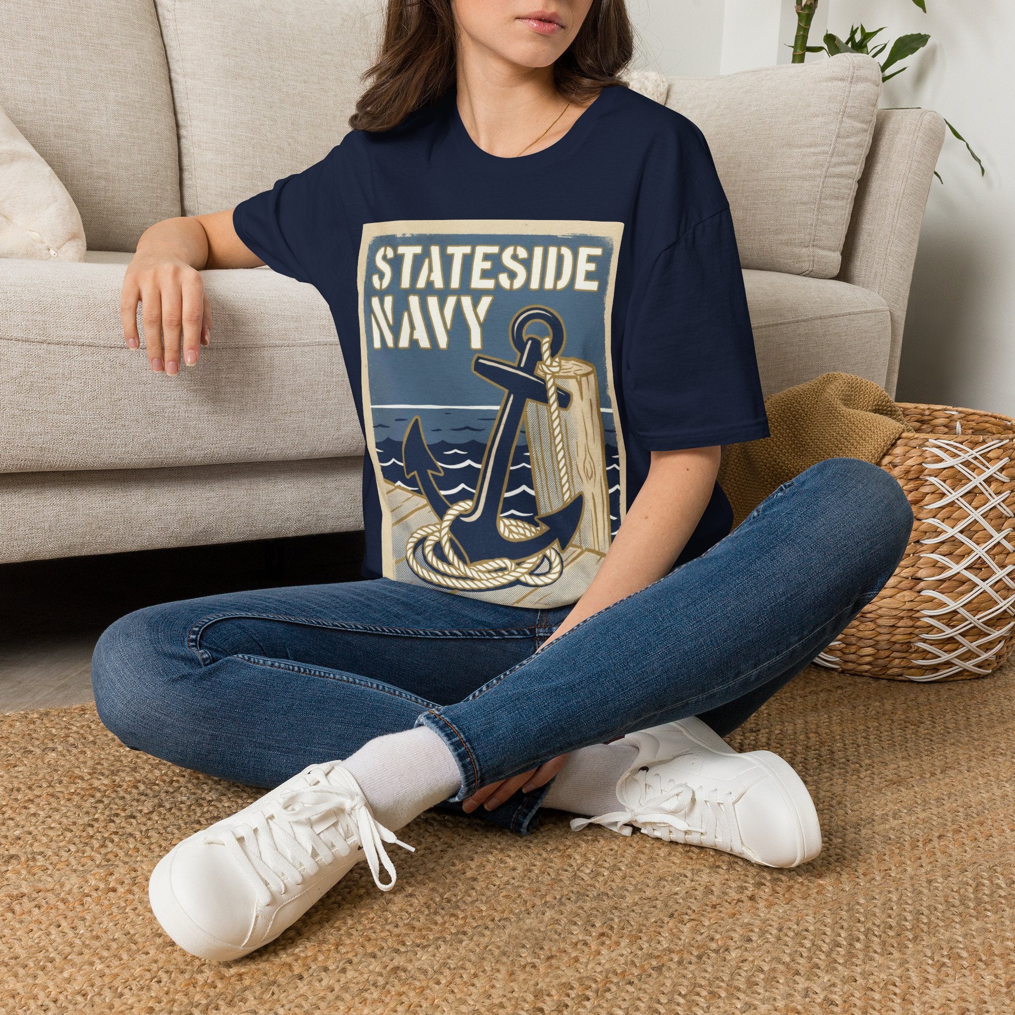 Stateside Navy — Retro Anchor & Dock Graphic Tee