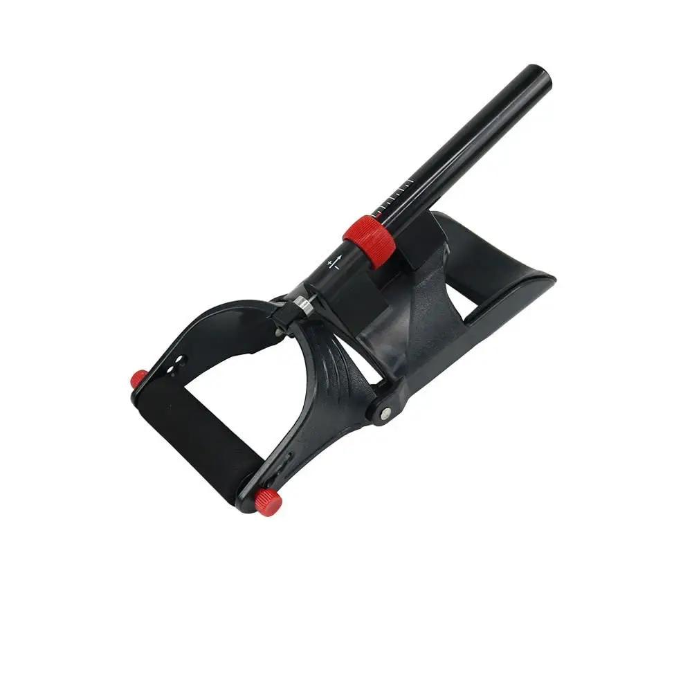 Hand grip exerciser trainer with adjustable tension, anti-slip black device with red adjustment knobs