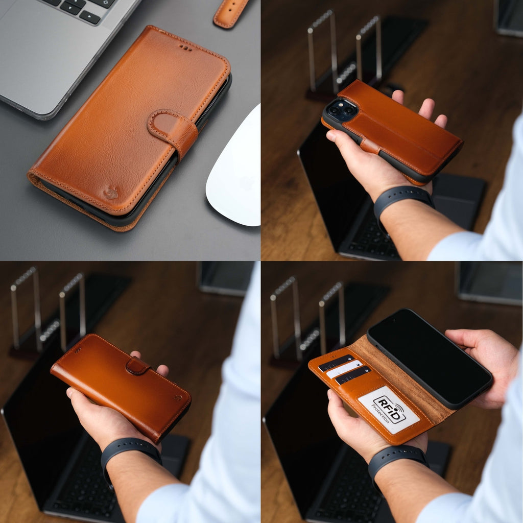 Casper Leather iPhone 15 Pro Wallet Case | Detachable MagSafe Compatible RFID Protection