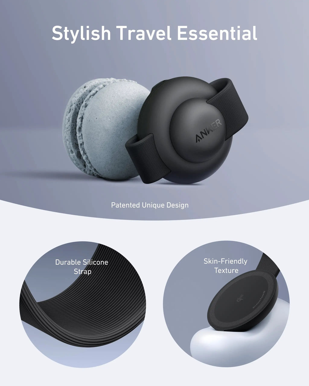 Anker MagGo 3-in-1 Wireless Charging Station with foldable pad and black silicone strap