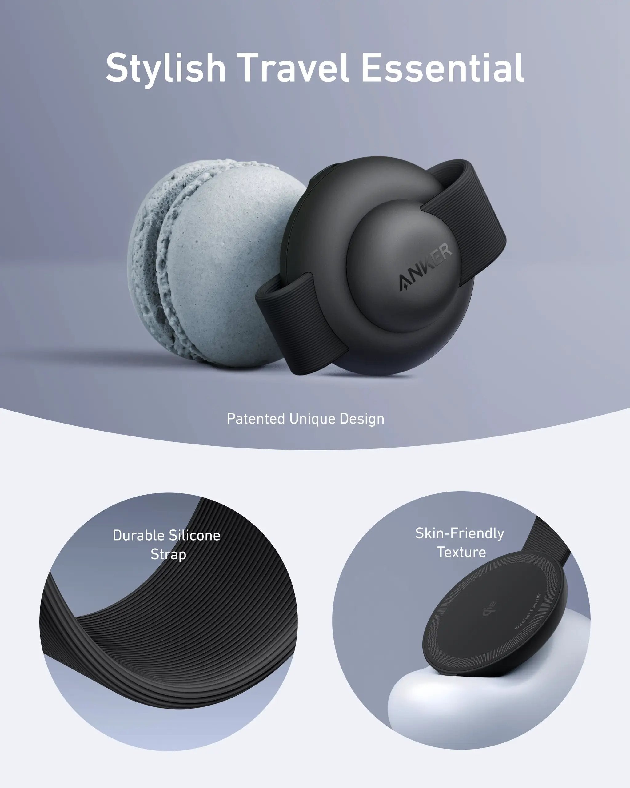 Anker MagGo 3-in-1 Wireless Charging Station with foldable pad and black silicone strap