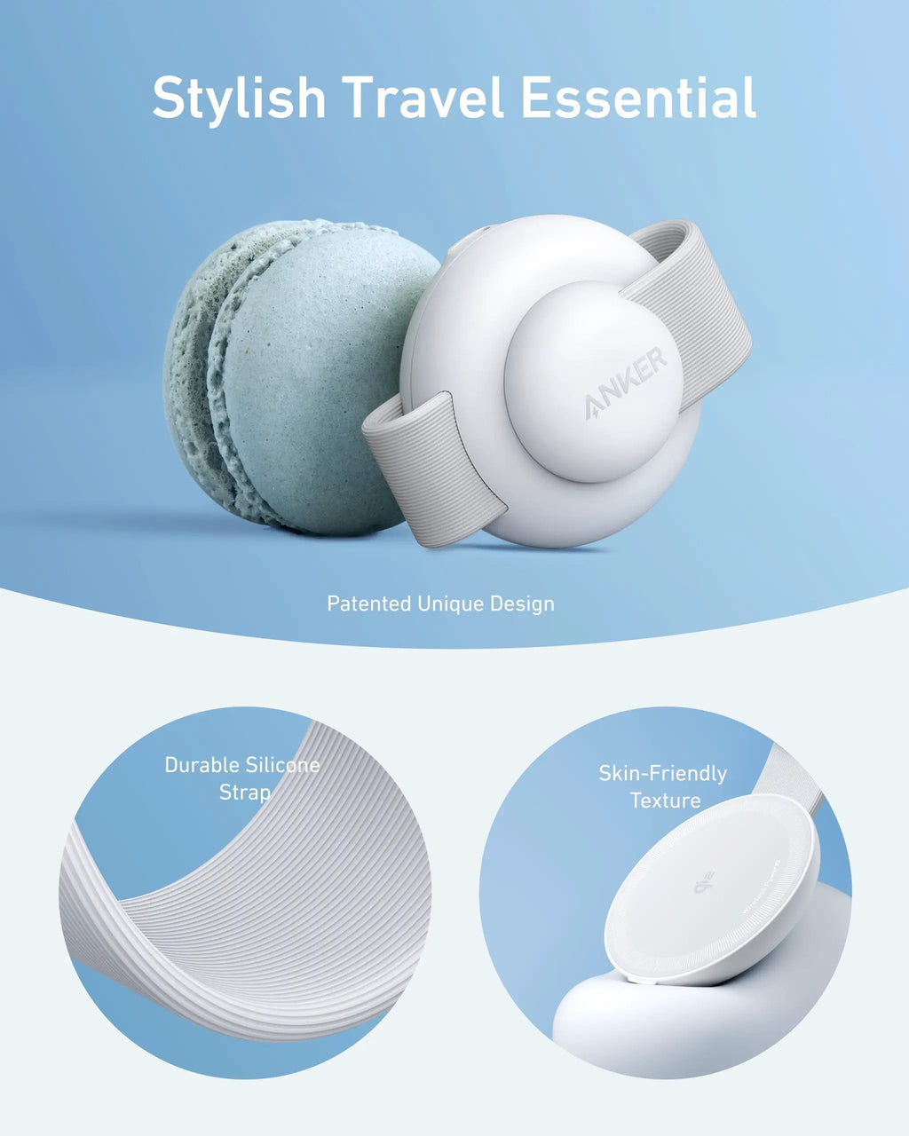 Anker MagGo 3-in-1 wireless charging station with foldable white pad and silicone strap