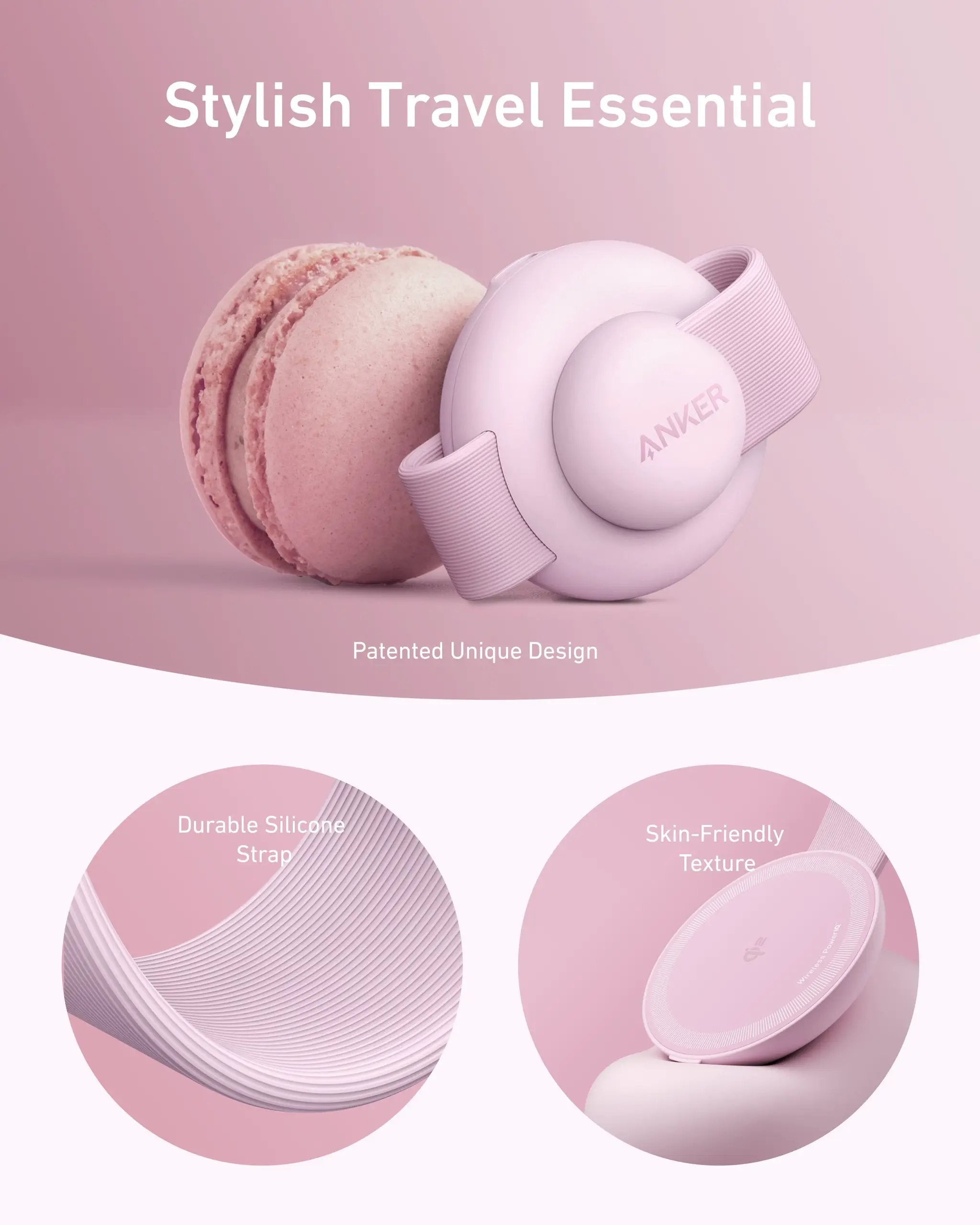 Anker MagGo 3-in-1 pink foldable wireless charging station