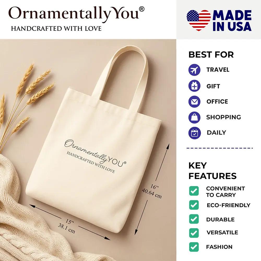 Tote bag by OrnamentallyYou in natural beige canvas with logo