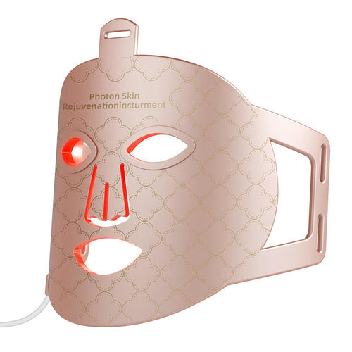 Silicone LED face mask by VIP Digital Presence, rose-pink with infrared red light therapy LEDs