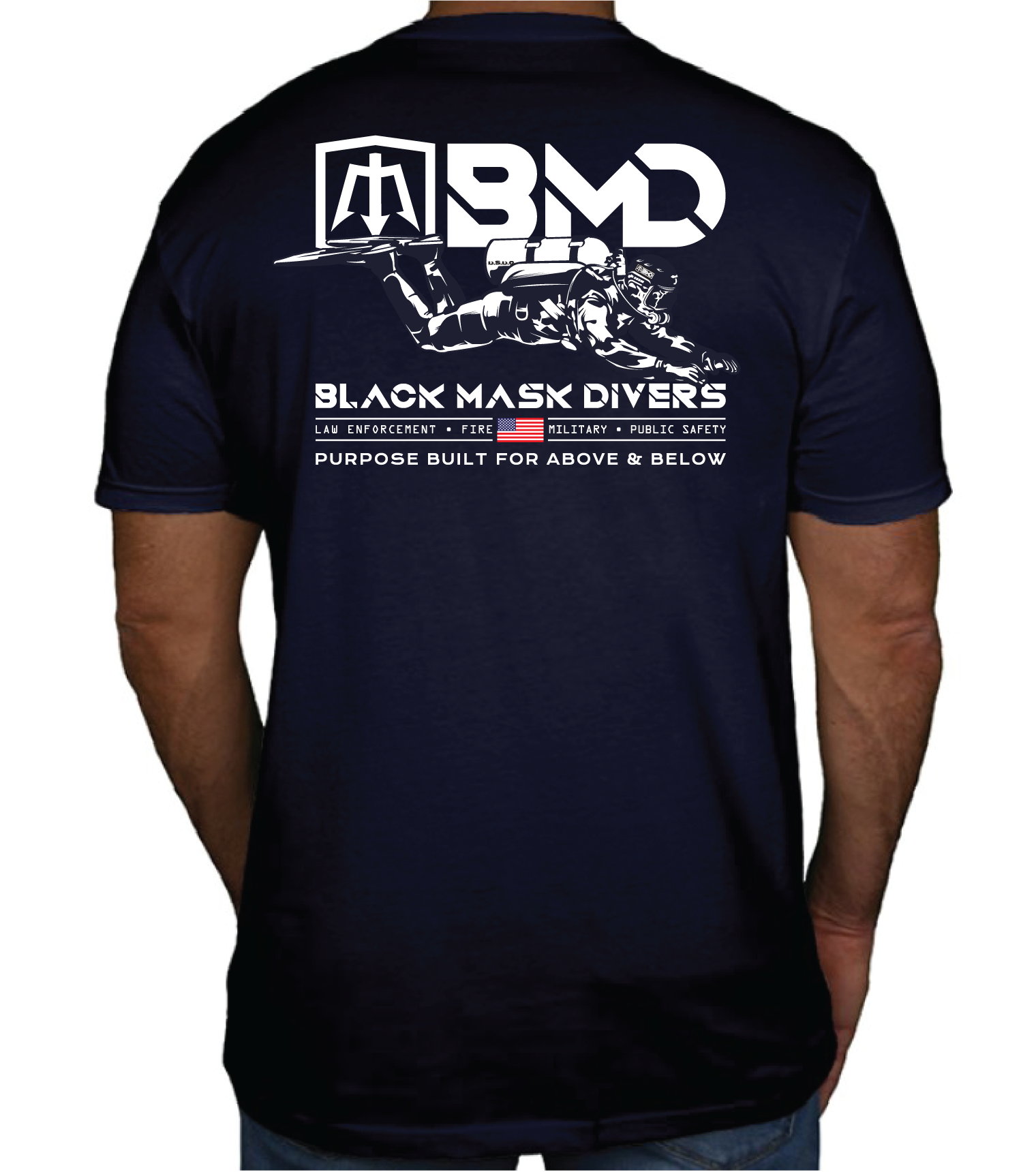 Searcher T Shirt Midnight Navy Public Safety Diver Tee Comfortable Fit Premium Edition by Black Mask Divers