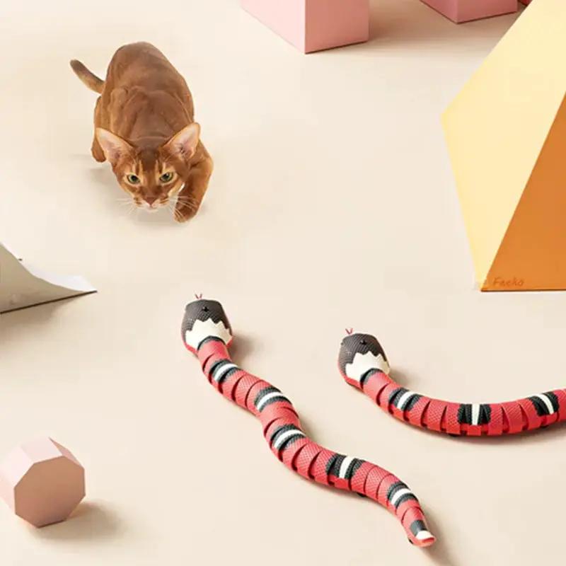 USB Rechargeable Interactive Cat Toy Snakes by V.I.P Digital Presence; two red striped units for indoor kitten play.