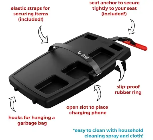 Stupid Car Tray Table With Included Cargo Straps For Car Travel And Vehicle Organization by Stupid Car Tray
