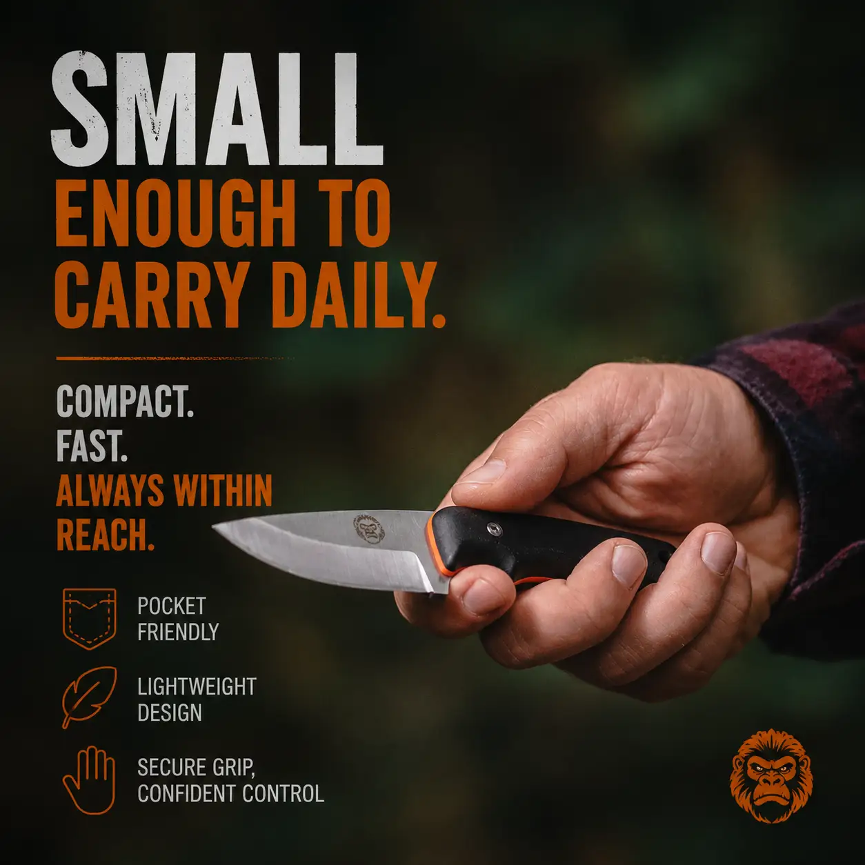 The Redline full-tang neck knife with G10 handle by Holtzman's Gorilla Survival, compact, pocket-friendly.