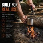 The Redline full-tang survival neck knife with G10 handle in use near campfire.