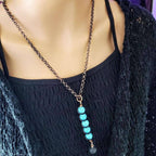 Copper Turquoise Pendant With Lava Rock Charm Necklace by Alexa Martha Designs