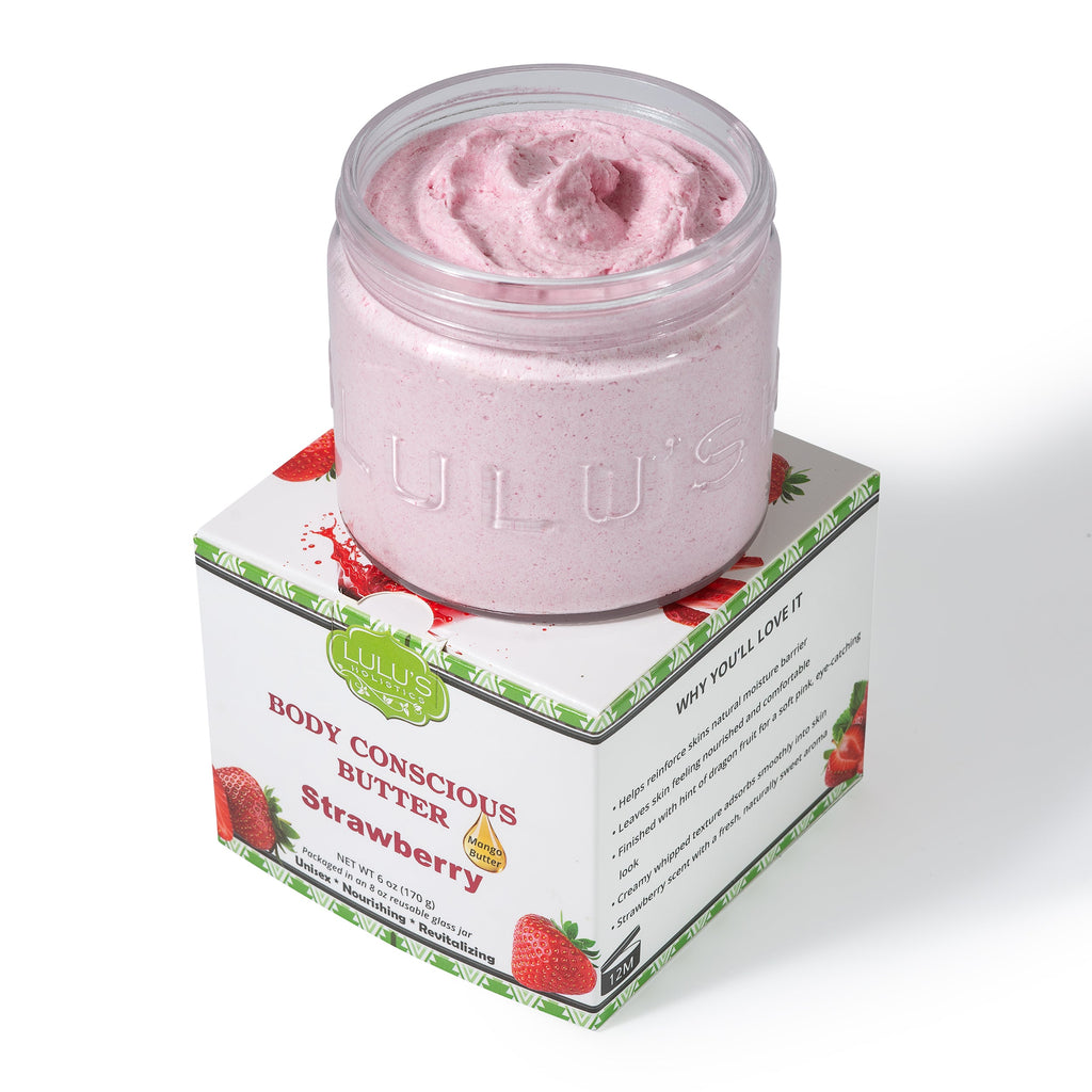 Strawberry & Dragon Fruit Whipped Mango Body Butter – Non-Greasy Glow & Soft Exfoliation