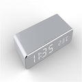 V.I.P Digital Presence wireless desk clock in silver with LED digital display showing time and temperature