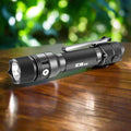 Powertac E9 GEN5 rechargeable tactical EDC flashlight.